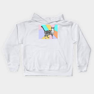 Tabby Cat Striped Cute Cats - Pastel Rainbow Kids Hoodie